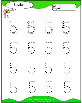 okul öncesi 1 sayısı çizgi çalışması